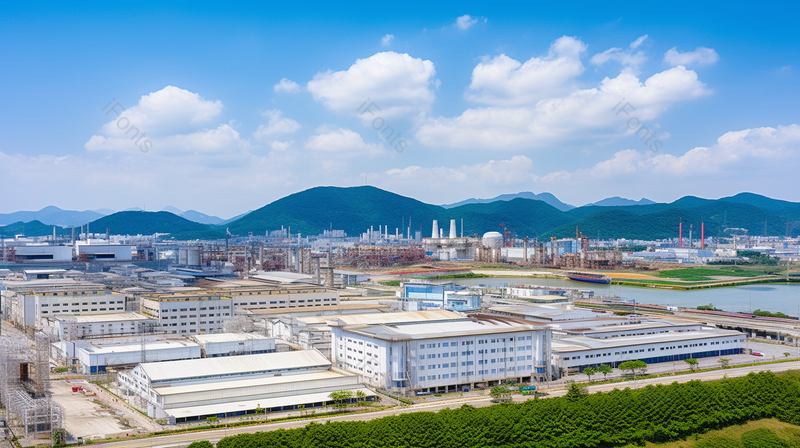 蓝天白云漳州龙池工业区航拍,高清,摄影图,摄影图片,图片大全,摄影图免费下载